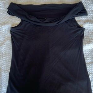 Off the shoulder top on black.  Size L